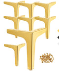 7 Inch Heavy Duty Gold Metal Furniture Legs Set of 8, Triangle Style Sofa Couch Chair Table Cabinet Feet, Modern Gloss Finish