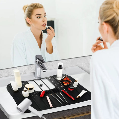 Slick Foldable Sink Cover For Maximum Counter Space Saving With Durable Silicone Build Heat Resistant Design And Quick Roll Bathroom Storage Solution That Hits Different