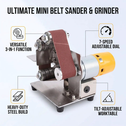Fafeicy 3 In 1 Mini Belt Sander With Adjustable Speed Electric Bench Grinder for precision sanding and polishing