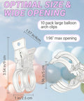 10 Pack 3.5 Inch Clear Plastic Balloon Arch Clips Spring Clamps For Photography Studio Backdrops, with wide 1.96 inch opening