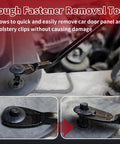 Heavy Duty Car Clip Pliers 2 Pack Set Auto Trim Removal Tool in use removing plastic trim clip from car panel