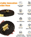 25ft orange-black lightweight garden hose with solid brass fittings and non-kink design