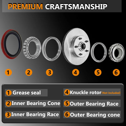 Front Heavy Duty Wheel Bearing And Race And Seal Kit For Ford F150 F250 Expedition Navigator Lincoln Blackwood 1997 Through 2004 RWD Front Left And Right With Four Bearings And Two Seals components shown
