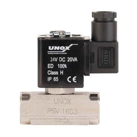 Front view of One Quarter Inch NPT Electric Solenoid Valve 24V DC Stainless Steel AISI316 Normally Closed Valve for Water Air Gas