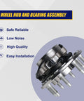 Front Wheel Bearing And Hub Assembly 515058 For 4x4 8-Lug Trucks And SUVs With ABS Drop-In Replacement displayed next to features