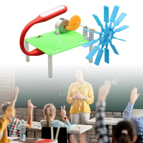 Hands-On Hydraulic Generator Toy For STEM Learning on desk with kids in classroom