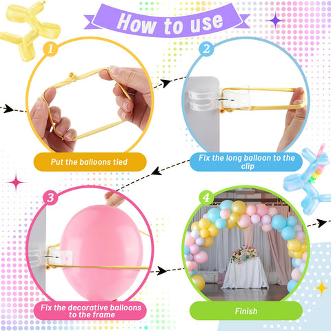 Step-by-step guide using Transparent Balloon Arch Clips Kit For DIY Garlands And Arches Includes 20 Clips And 100 Long Balloons