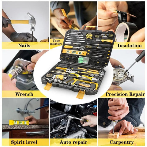 158 Piece Socket Wrench Auto Repair Tool Set With Mixed Hand Tools In Durable Toolbox Storage Case ready to use out of the box