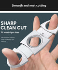 Roygra 2-pack cigar cutter set, stainless steel guillotine with double blades, portable silver cigar accessory