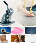 Game Changing Semi Auto Eyelet Press For Tough Canvas And Banners That Quickly Swaps 10 Mm Grommets With Zero Sweat And Handles Massive Daily Loads Like A Champ For Any Local Maker Shop in use with denim and tarp.