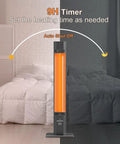 42 Inch Infrared Outdoor Patio Heater With 9 Heat Levels And 9 Hour Timer, 1500W Quick 1S Instant Heat, Kid Safe Lock, next to bed