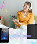 Woman using Bluetooth 5.2 MP3 Player With 32GB Built In, Dope Portable Mini Music Player With 1.8 Inch Screen, FM Radio, Recorder, Expandable Up To 512GB, Black Great For Headphones