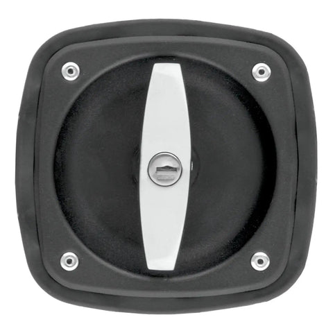 Replacement Secure Lock Truck Tool Box Handle for crossover style boxes, black powder-coated steel with rivet install.