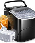 Countertop Ice Maker With Handle For Home Kitchen, Fast Bullet Ice Production, portable black ice machine with ice scoop and cubes