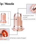 45 Piece Plasma Cutting Torch Tip Nozzle Set For PT60 IPT60 PT40 IPT40 Series 1.0mm 0.039 Inch Copper tip details