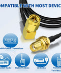Ham Radio Antenna Extension Relocation Cable With SMA Male Right Angle To Female RG58 Coaxial Cable 1m For BaoFeng Wouxun Icom compatible devices