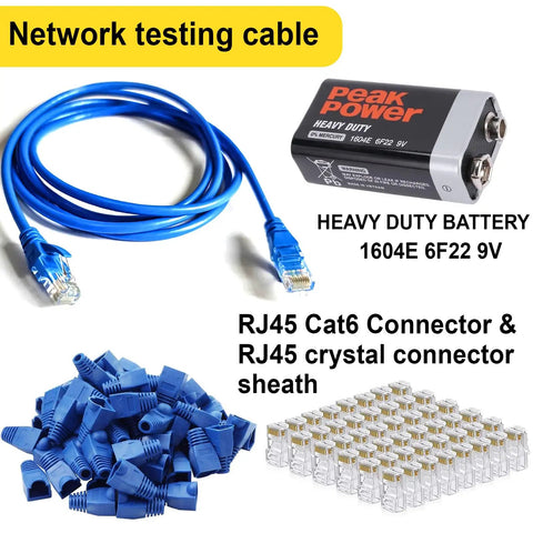 RJ45 Crimp Tool Kit All In One Ethernet Crimper With Cable Tester And Wire Stripper, includes battery and connectors