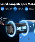 Close-up of closed-loop stepper motor on 4x4 CNC Router Kit With Dual Z Axis And Closed Loop Motors For Wood And Metal Carving