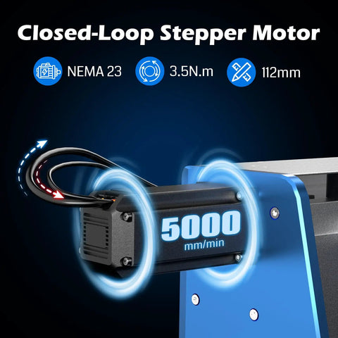 Close-up of closed-loop stepper motor on 4x4 CNC Router Kit With Dual Z Axis And Closed Loop Motors For Wood And Metal Carving