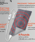 Weighted Heating Pad With Calming Heat And Massaging Vibrations, 3 Heat Levels And 6 Massage Settings, 12x24 inch, 4 lb, grey