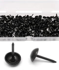 Top Shelf Black Round Head Upholstery Tacks 200 Pack 7X13Mm Metal Thumb Pins With Handy Storage Case, black thumb pins in durable case.