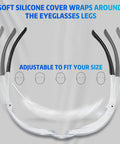 Top Shelf Tinted Safety Glasses Bulk Pack Includes 50 Pieces For Men And Women With Ansi Z87.1 Certification showing adjustable silicone covers on legs.