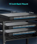 48 Port Gigabit PoE Switch Unmanaged With IEEE 802.3af/at PoE Plus Up To 400W Budget 19-inch rack mount configuration