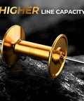 Golden CNC spool from Rover Round Baitcasting Reel for Right Handed Fishing, Heavy Duty Aluminum Side Plates, Brass Gears.