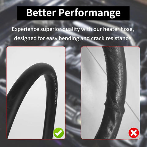 Comparison of flexible, crack-resistant Five Eighth Inch Heater Hose Built Heavy Duty 10 Foot EPDM Radiator Coolant Line.