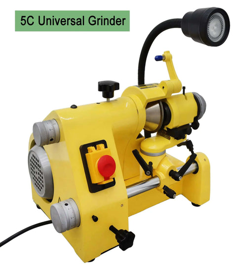 Beefy 5C Benchtop Cutter Grinder And Tool Sharpener For End Mills Drill Bits Lathe Tools With 370W Motor dual grind wheels and light.