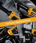 Extended Three Eighths Inch Cordless Ratchet Wrench 12V Power Tool With Two Batteries Variable Speed Trigger in various applications