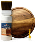 All In One Water Based Walnut Wood Stain And Sealer With Attached Brush, 5.3oz bottle and wood round, easy application.