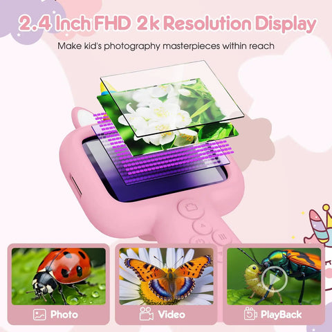 Kids Digital Microscope With 2.4 Inch Hd Screen, 600X To 4800X Magnification, Handy Handheld Miniscope For Super Fun Photos And Videos, Portable Education Toy For Ages 3 4 5 6 7 8 9 10, Boys And Girls pink handheld microscope with 2.4-inch HD screen