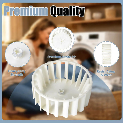 Dryer Blower Wheel Replacement Seven Point Five Inch Diameter Fits Squirrel Cage Fan Wheel For Dryer Models 312913 1245880 3-12913 3-3836 Replaces AP4294048 Easy DIY Install No Tools Needed