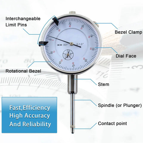 Close-up of dial indicator from Diesel Engine Sleeve Height And Counter Bore Gauge Kit 0 to 1 Inch Range With 0.001 Inch Gradations