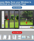 Illustration showing correct vertical and horizontal window types for Portable AC Window Vent Kit with adjustable panels.