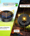 Four Pack Solar Light Replacement Top for Outdoor Lanterns, top view showing solar collector and LED, 2.76 inch lid.