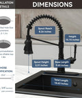 Dimensions and specifications of Matte Black Kitchen Faucet With Pull Down Sprayer One Handle Pull Out Design Single Level Sink Tap Easy Install Modern Durable Finish For Busy Kitchens.