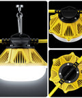 Rugged 50 Ft LED Construction String Lights With 5 Sockets 100W 13000LM Aluminum Housing Work Light, close-ups of the design