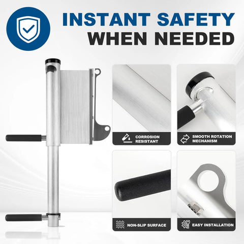 2 Step Emergency Reboarding Ladder For Boats All Aluminum Twist Step Boat Ladder For Jack Plate And Engine Bracket Corrosion Resistant Non Slip Pedals Quick Deploy For Fast Safe Reentries And Easy Back On Board From The Water, aluminum side view