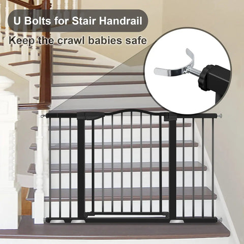 Extra Wide Baby Gate With Door For Doorways And Stairs Walk Through Swing Gate Pressure Mounted Tool Free Setup No Tools Needed