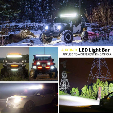 32 Inch Curved Led Light Bar With Magnetic Bracket Holder 12V Wiring Harness Kit 405W Triple Row Flood Spot Beam Driving Work Lamp For Jeep Off Road Truck SUV 4x4 Trailer 6000K Beefy Lighting