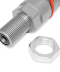Close-up of Summit Hydraulics 5/8 ORFS bulkhead skid-steer hydraulic quick-connect coupler with threaded end