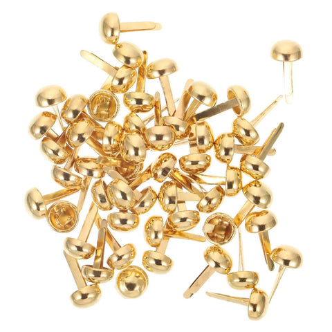 Golden brass pins and tacks from 500-Piece DIY Craft Nails And Paper Fasteners Kit For Cards And Scrapbooking, Miniature Tacks, Pin Brads