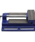 2 Pack 4 Inch Light Duty Drill Press Vise Blue Forged Iron Low Profile Bench Vise Clamp For Woodworking And Metalworking Rock Solid Grip For A Tight Hold On Drill Press Tables And Workbenches. blue forged iron drill press vise with jaws open
