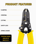 Heavy Duty Wire Stripper And Cutter Tool For 20-30 AWG Solid And Stranded Wires, Spring Loaded, showing product features