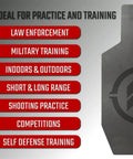 AR500 Steel Shooting Targets Three Eighths Inch Thick 12 Inch Torso Silhouettes With Gongs text for training purposes