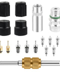 Pro Grade All In One 17 Piece Car AC Valve Core Kit For R12 To R134a Conversion Universal AC Valve Service Set displayed