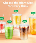 Clear 12 Oz Cups With Lids And Straws 50 Pack For Iced Coffee Smoothies Milkshakes Juices To Go Durable BPA Free PET Plastic Party Ready For Home Office BBQs And Travel