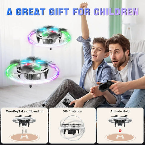 Mini RC Drone For Kids 2025 With 360 Degree Flip And 90 Degree Surround Flight Lit LED Neon Lights Easy Altitude Hold Beginner